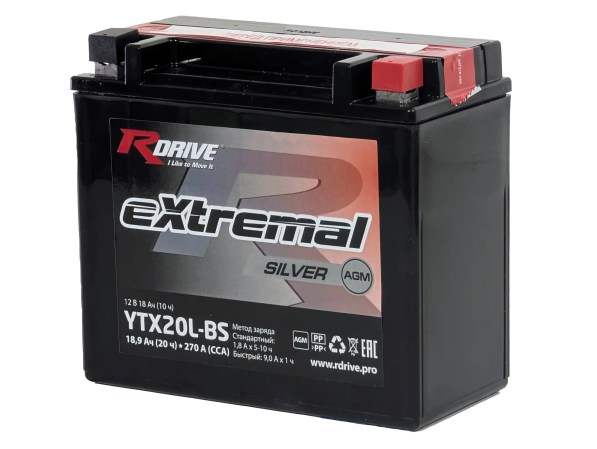 RDrive eXtremal Silver YTX20L-BS 18,9 Ah